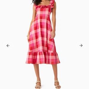 Kate Spade Picnic Woven Ruffle Midi Dress